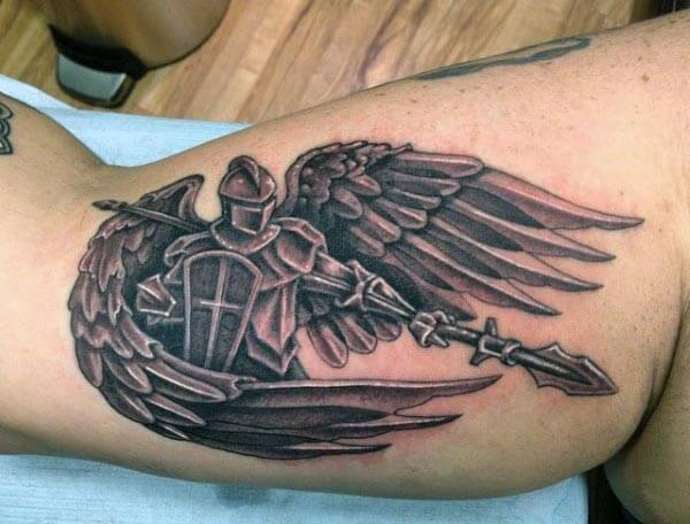 winged knight on bicep