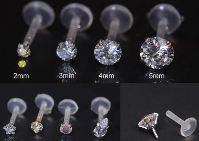 Labret en la oreja (pendiente, joya de piercing). Qué es, foto, dónde comprar