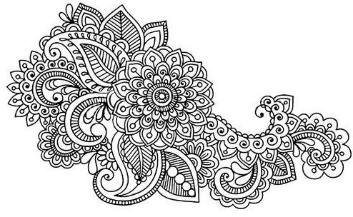 Mehendi sur une jambe. Croquis, dessins pour débutants, photos