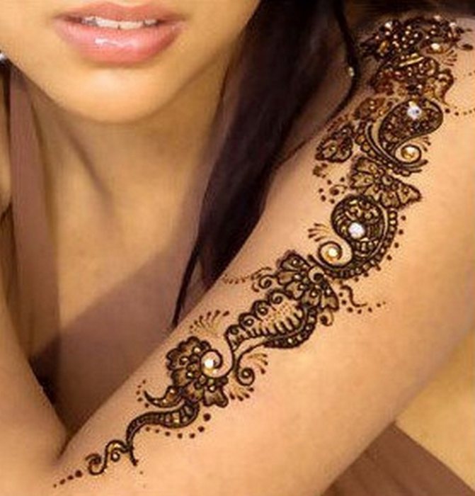 Mehendi on the forearm protects from negativity