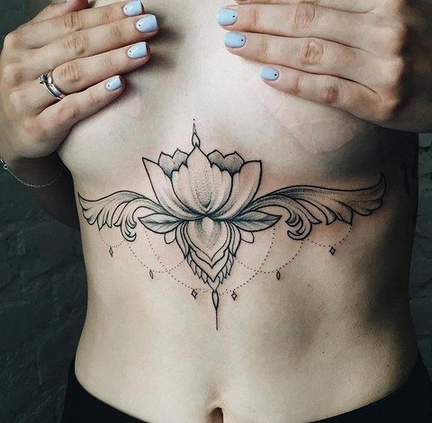 Ο χώρος κάτω από τα στήθη είναι αρκετά διαχωρισμένος...