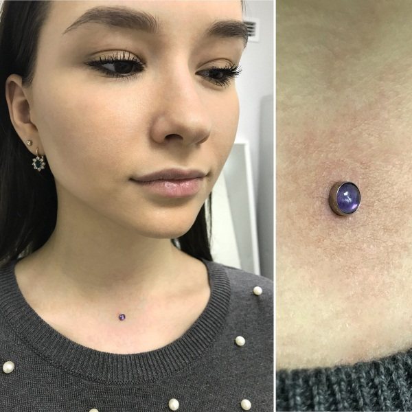 首、顔、腕、胸、鎖骨、腰のマイクロダーマル。なんだろう、フォトピアス。作り方・直し方