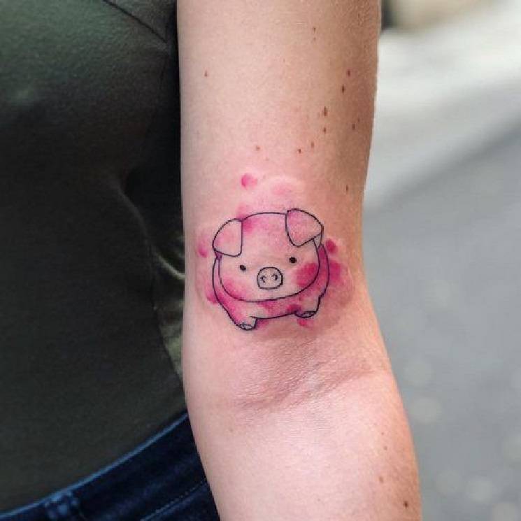 tatouage de cochon mignon