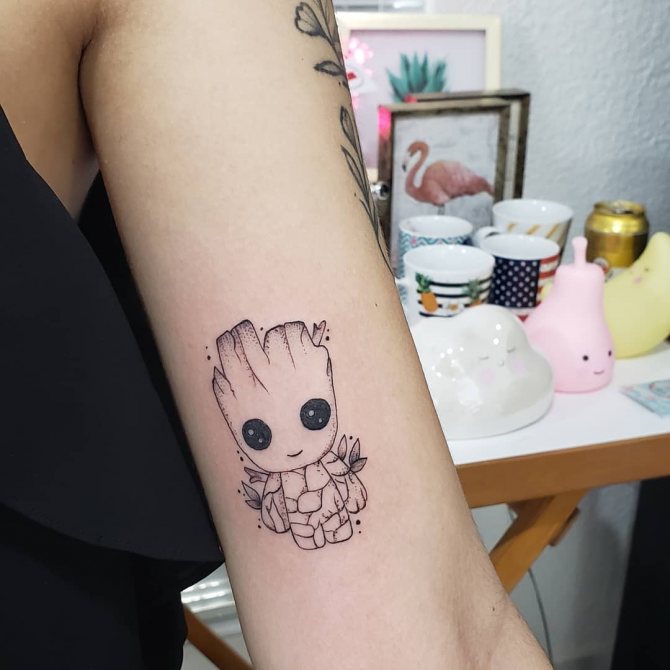 Mini Groot Tattoo on Hand
