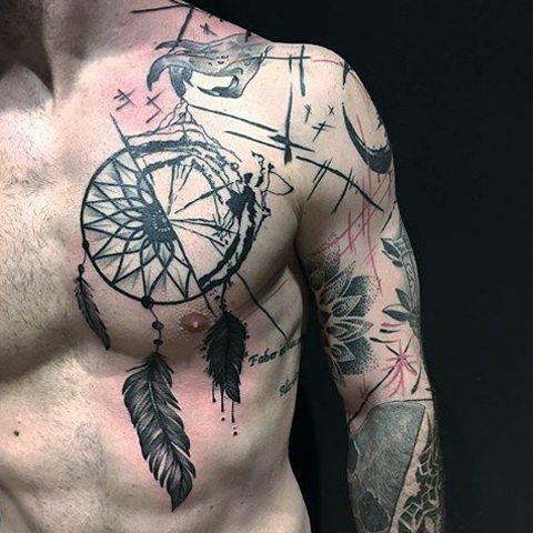 Tatouage de capteur de rêves pour homme