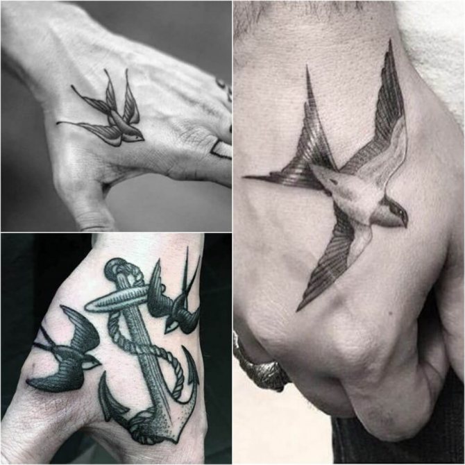 Tatuaje de golondrina para hombre - Tatuaje de golondrina para hombre - Tatuaje de golondrina en la mano