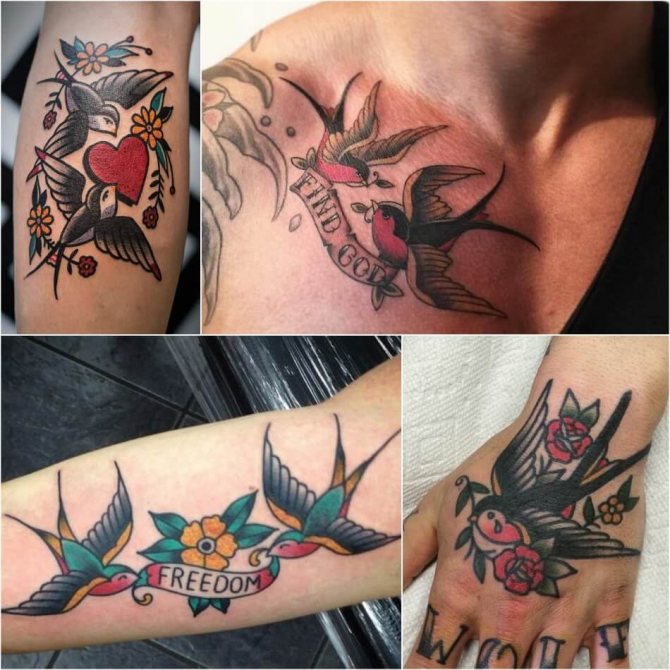 Tatuaje de golondrina para hombre - Tatuaje de golondrina de estilo antiguo para hombre