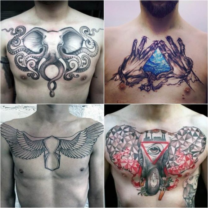 Tatouage de la poitrine pour les hommes - Tatouage de la poitrine d'un homme - Tatouage de la poitrine d'un homme abstrait