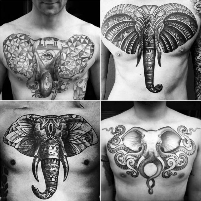 Tatouage de la poitrine pour les hommes - Tatouage de la poitrine pour les hommes - tatouage d'éléphant sur la poitrine