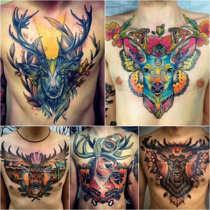 Tatouage de la poitrine pour les hommes - Tatouage de la poitrine pour les hommes - Tatouage de la poitrine pour les hommes Renne