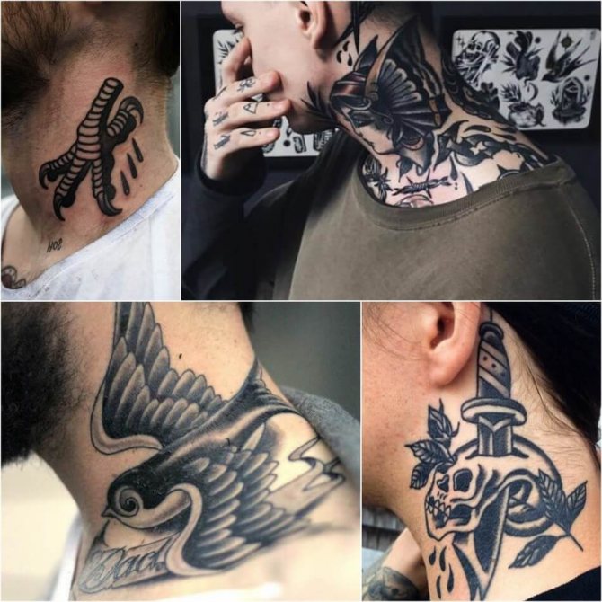 Tatouage du cou pour les hommes - Tatouage oldschool pour les hommes