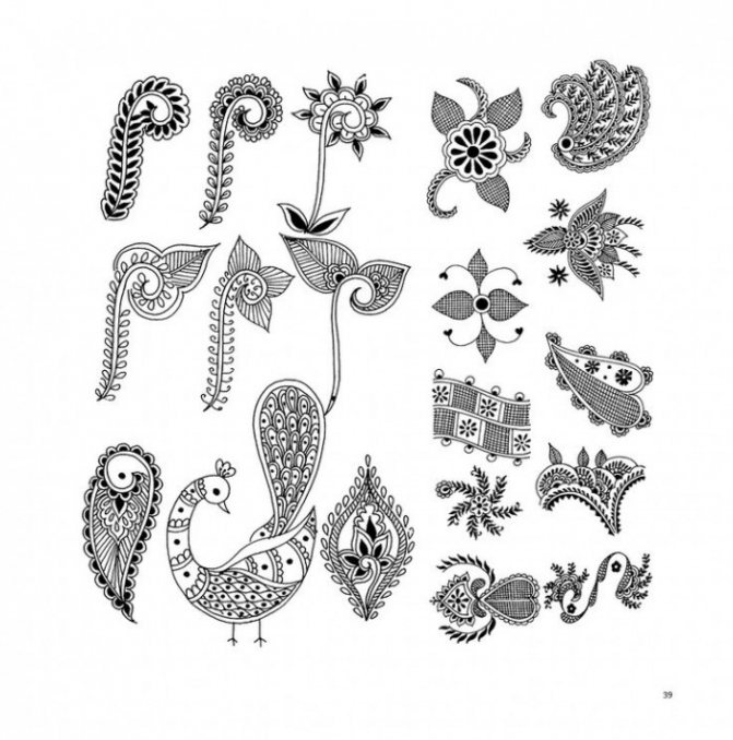 Jeu de pochoirs pour mehendi sur une jambe