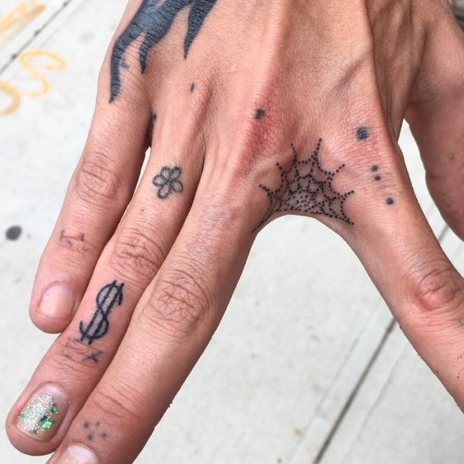Cobweb tattoo on hand