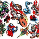 Neue Schul-Tätowierung. Skizzen für Männer, für Mädchen, Foto