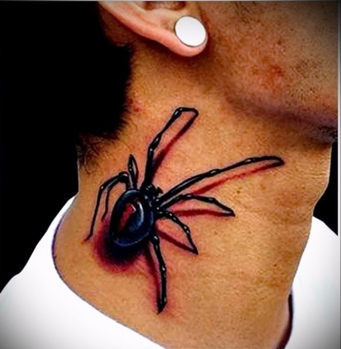 El tatuaje tridimensional en forma de araña tiene un aspecto muy interesante