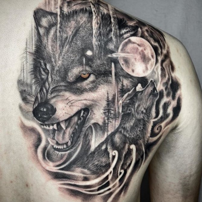 tatouage de sourire de loup