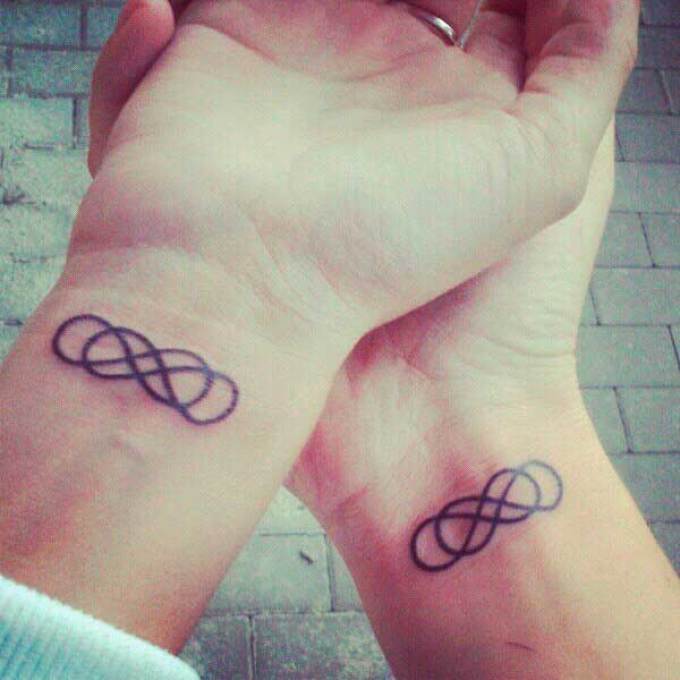 Paired tattoo infinity on the wrist