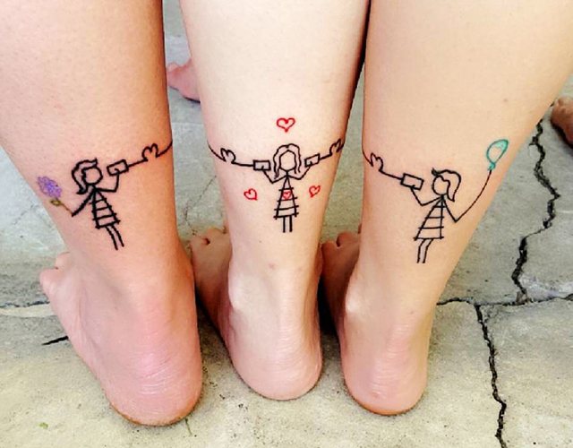 Tattoos for girlfriends small on the arm, leg, wrist, collarbone. Photo