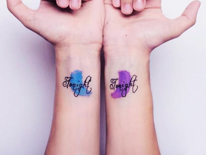 Tattoos for girlfriends small on the arm, leg, wrist, collarbone. Photo