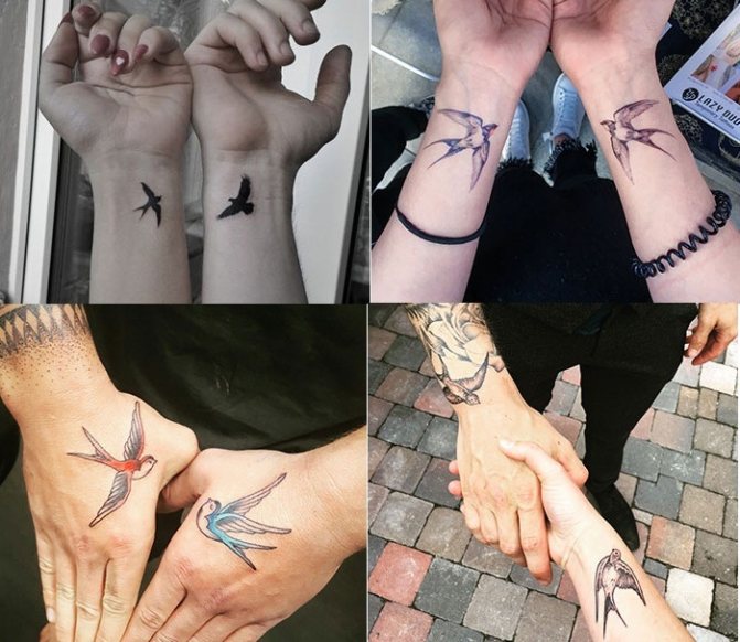 Tatuajes de parejas con golondrina