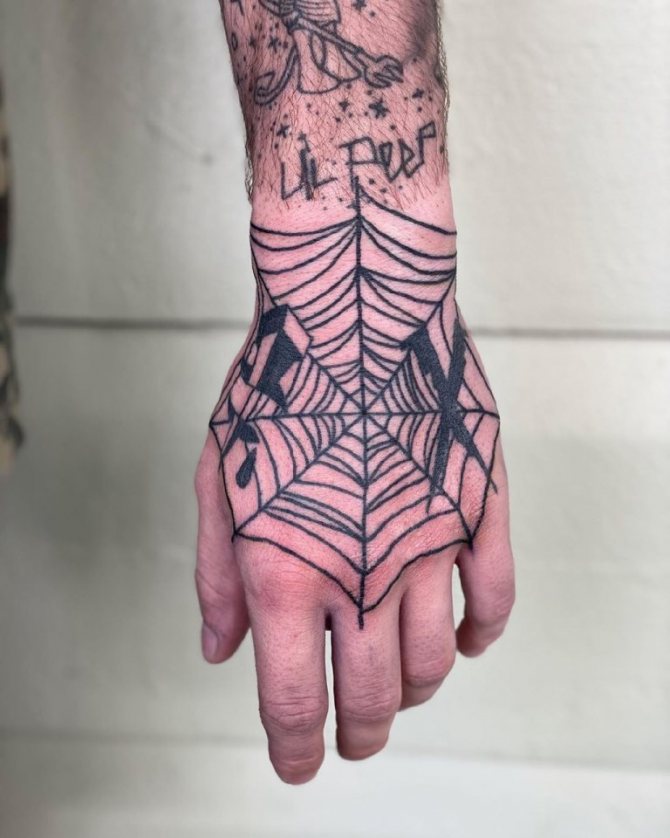 a spider web on the hand meaning