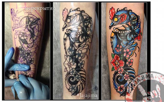 Superposición de un antiguo tatuaje