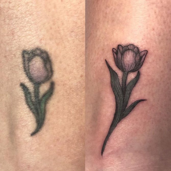 Fotos del antes y el después de los tatuajes superpuestos