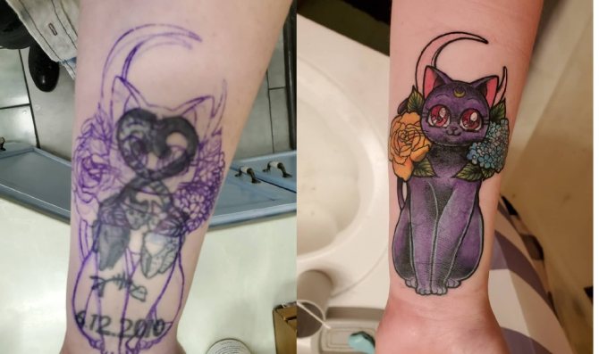 tatuaje de superposición en el antebrazo