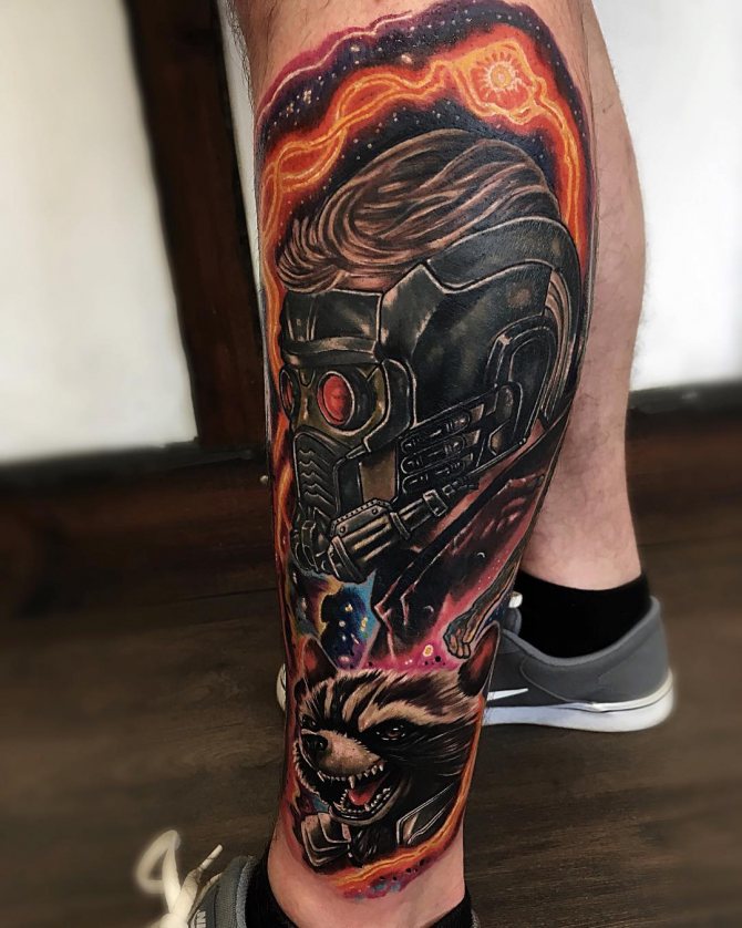 Characters from the movie Guardians of the Galaxy and the Avengers