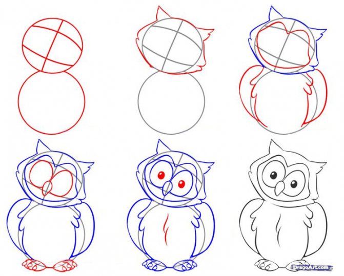 exemple de dessin d'une chouette