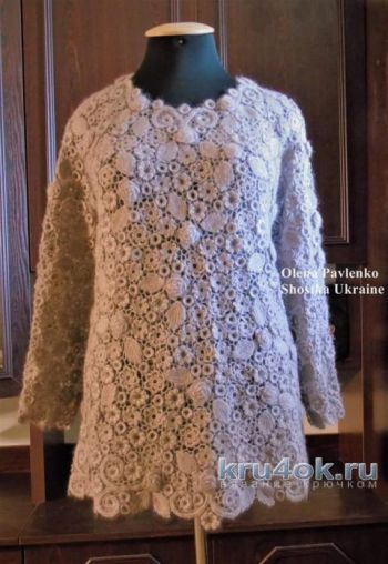 Svetr Dusty Rose pletený technikou irské krajky