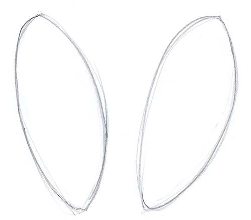 Dessin de deux pieds - Vue de dessus - Étape 1