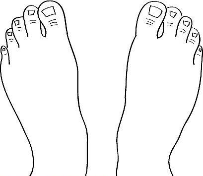 Dessin de deux pieds - Vue de dessus - Étape 8