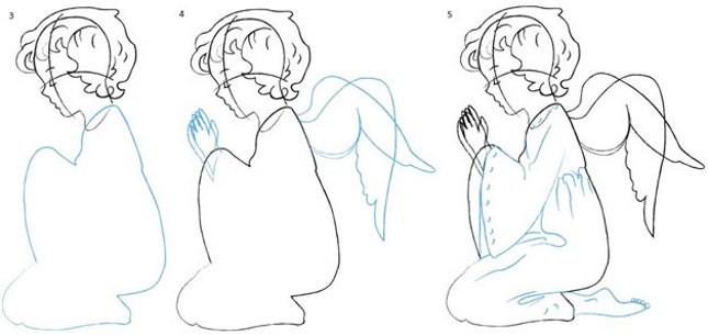 Σχεδιάζοντας άγγελοι με φτερά όμορφο μολύβι