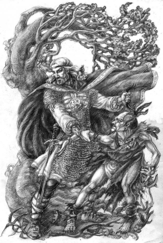 Kresba mužského tetování se slovanským motivem