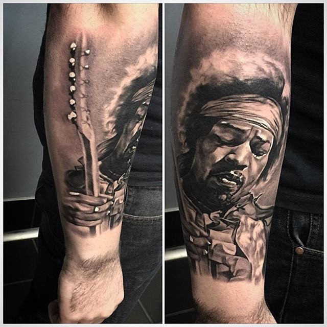Jimmy Hendrix Rock Tattoo, předloktí