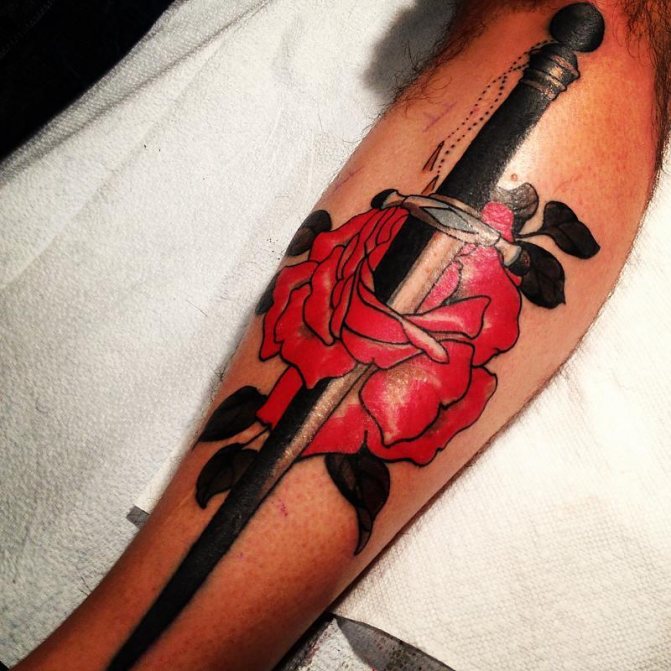 Une rose avec un couteau suggère la possibilité d'un meurtre pour trahison.