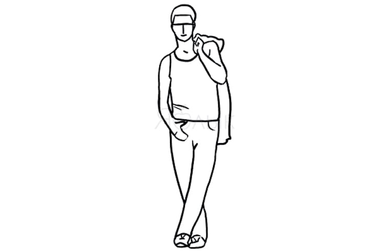 Mit einem Gegenstand hinter dem Rücken versteckt