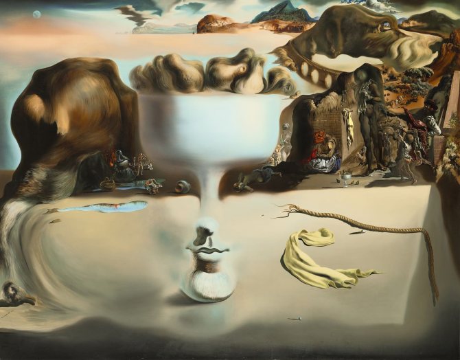 Salvador Dali. Apparition d'un visage et d'un vase de fruits au bord de la mer. 1938