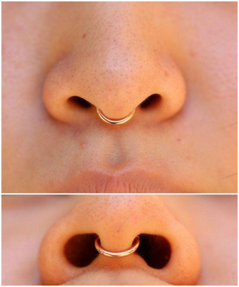 Piercing do septa - technika piercingu, výběr kroužků, náušnic a dalších šperků, zábavné fotografie naší práce