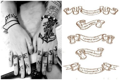 szívek horgonnyal és feliratos szalagokkal