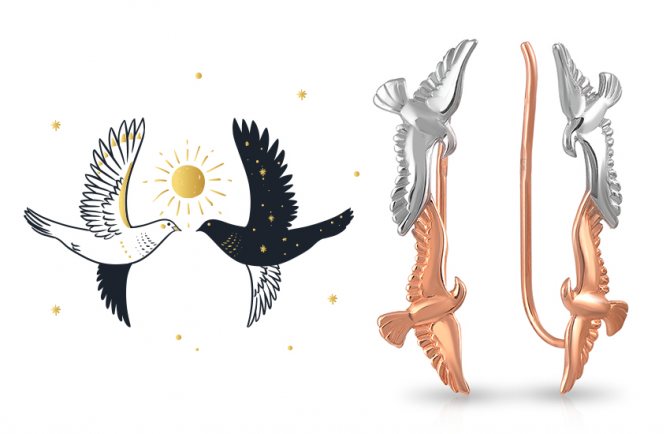 Pendientes de torpeza, joyas inusuales, tendencias en joyería, moda, oro 585