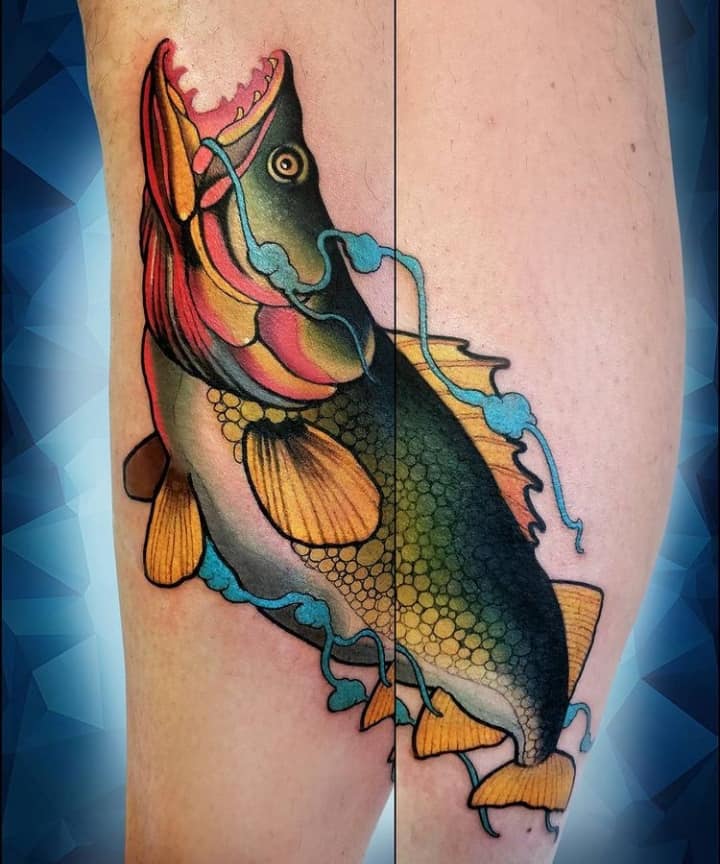 luccio tatuaggio colorato