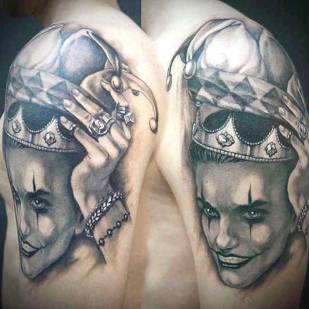 Jester Tattoo on the Shoulder