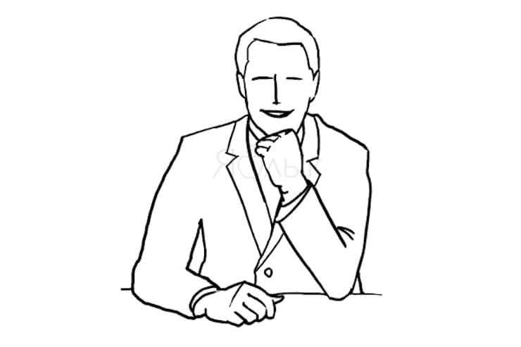 An einem Tisch sitzend