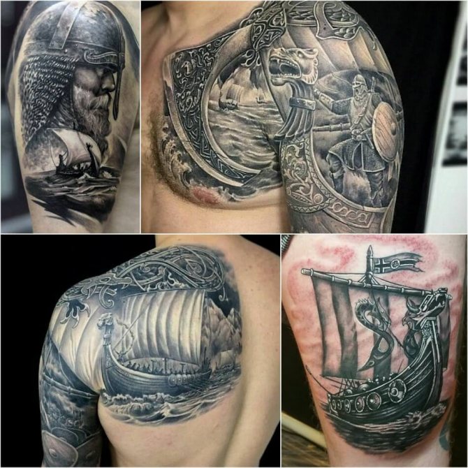 Skandinávské tetování - Viking Ship Tattoo - Viking Tattoo