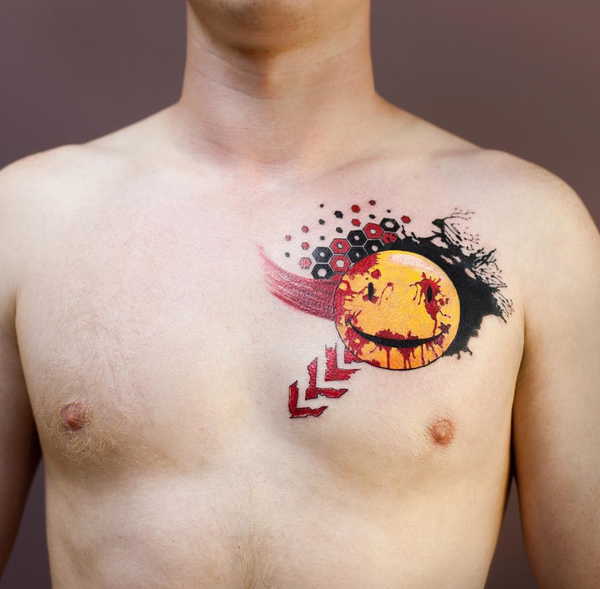 Χαμογελαστό πρόσωπο τατουάζ, thrash πουά