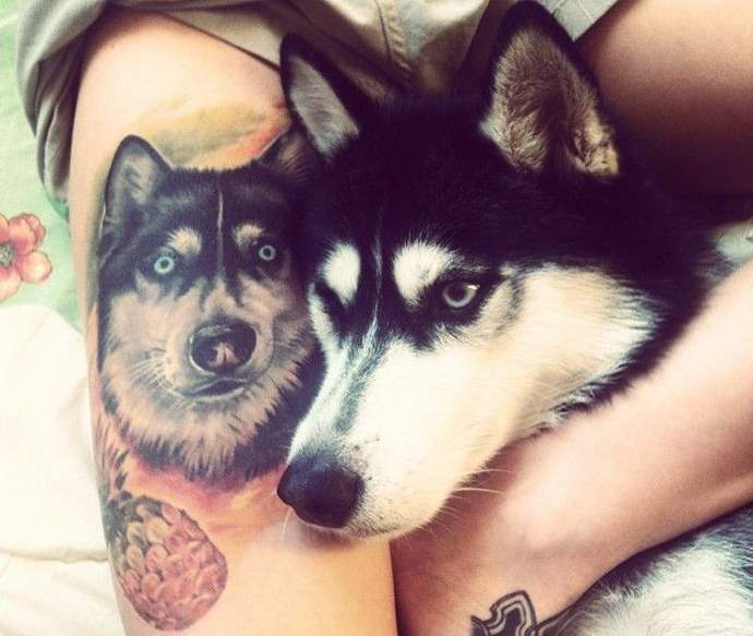 犬と足の似顔絵