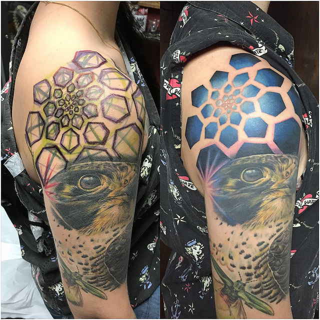 Falcon tatovering på skulderen, realistisk