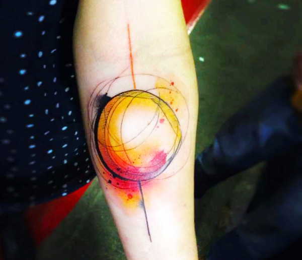 太陽のタトゥー、水彩画